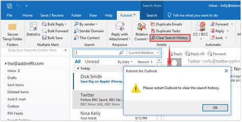 search history outlook.